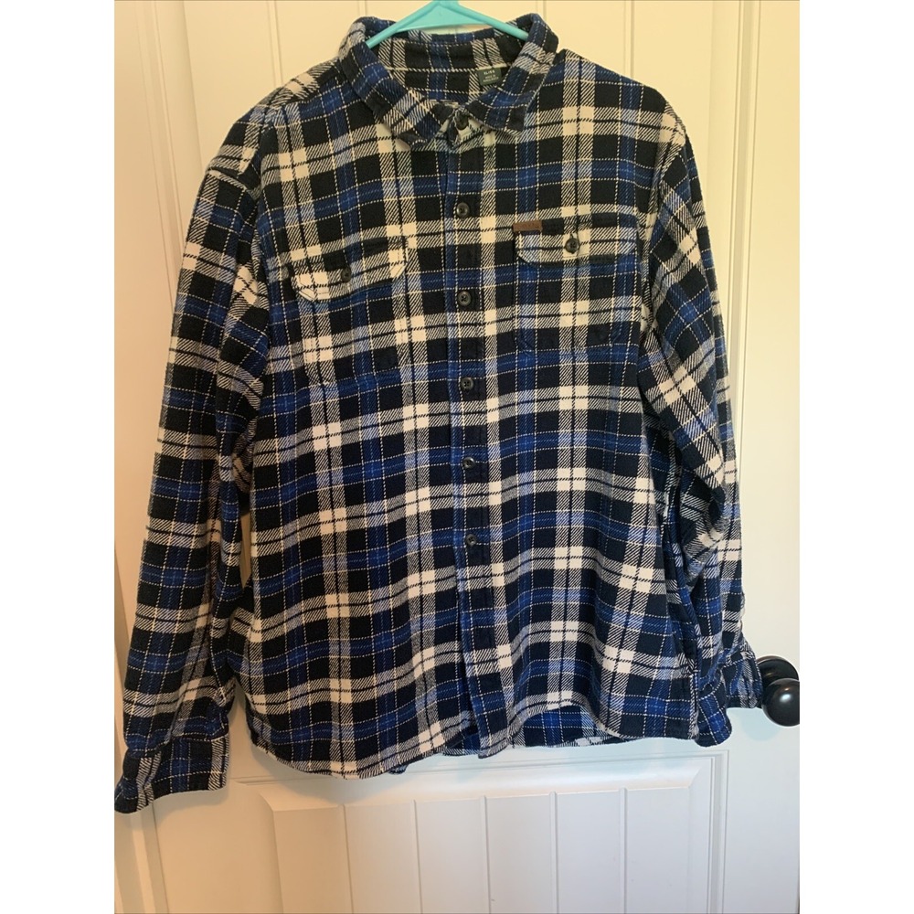 Orvis‎ Men's XL Shacket Front Pockets And Side Pockets Blue Plaid Flannel